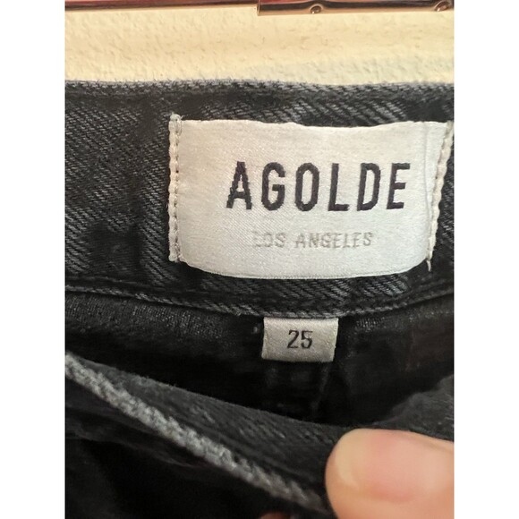 Agolde Parker Shorts Size 25 Black Cut Off Button Fly Raw‎ Hem Distressed $148 - Picture 8 of 11